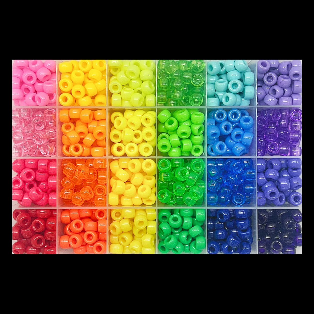 Kandi bead kit organizer box with 24 colors of pony beads