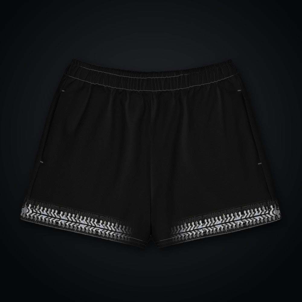 Armor Spine Cotton Shorts: black rave cotton shorts with Armor Spine design on the outer leg rails and hem