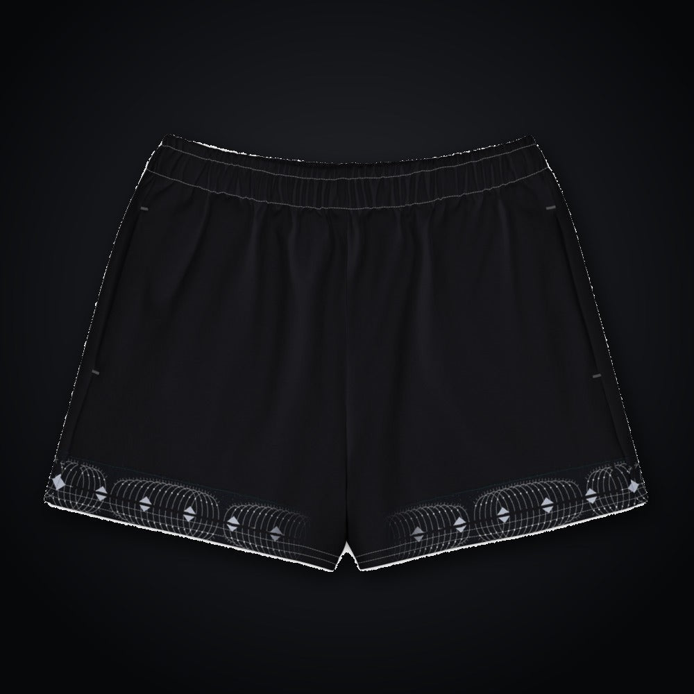 Deep Field Rite Cotton Shorts: black rave cotton shorts with Deep Field Rite design on the outer leg rails and hem