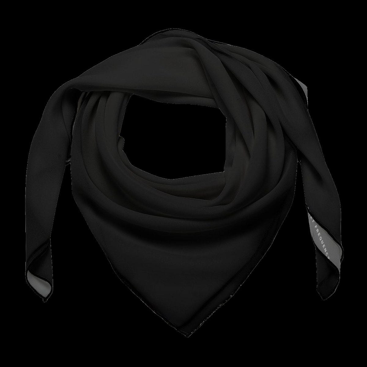 Solid Black Scarf: solid black square rave scarf, draped view