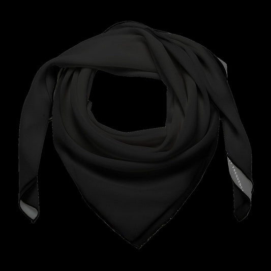 Solid Black Scarf: solid black square rave scarf, draped view