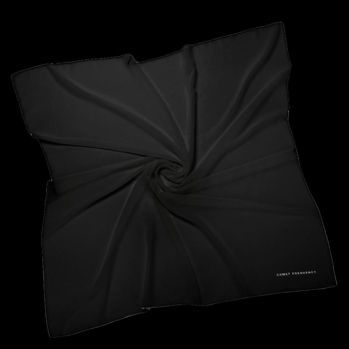 Solid Black Scarf: solid black square rave scarf, flat view
