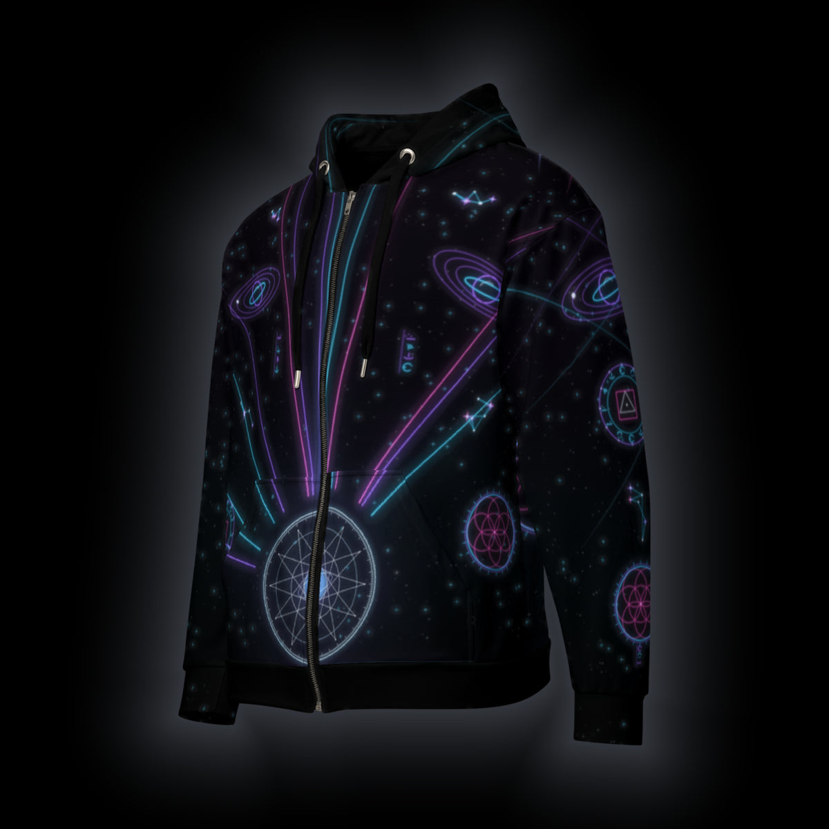 Sunrise Zip Hoodie, Laser Cathedral design, front